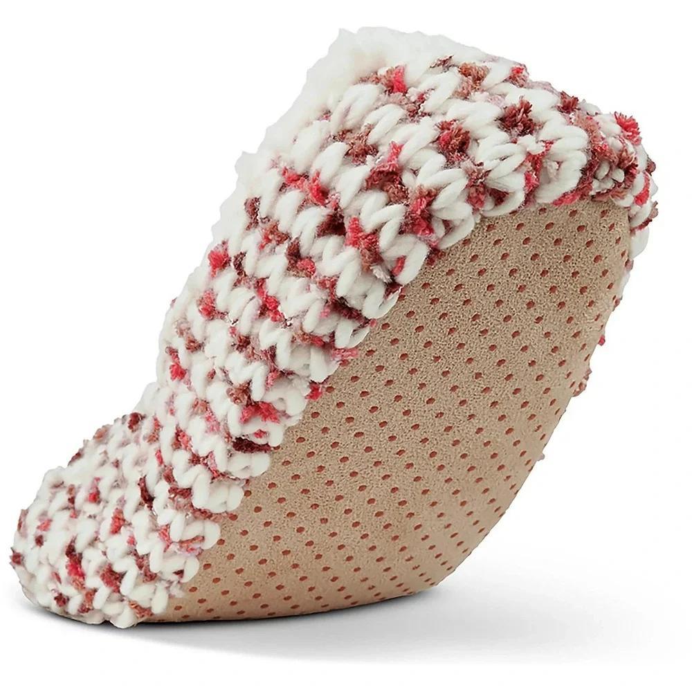 Magellan Outdoors Women's Crochet Lodge Slippers ALOE Infused Red Cream NWT